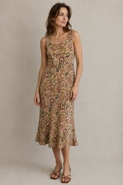 Vintage Charter Club Yellow Floral Silk Dress Women’s Size 8 Midi Elegant Classy